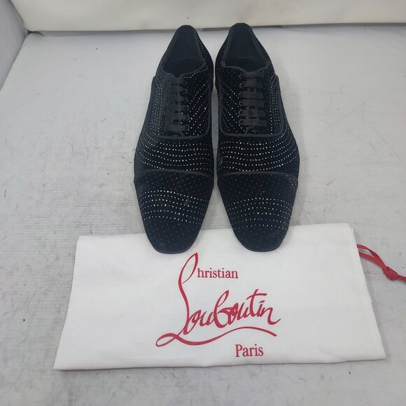 Christian Louboutin MENS Black Greggyrocks Sparkle Velvet Oxford Shoe main image 6